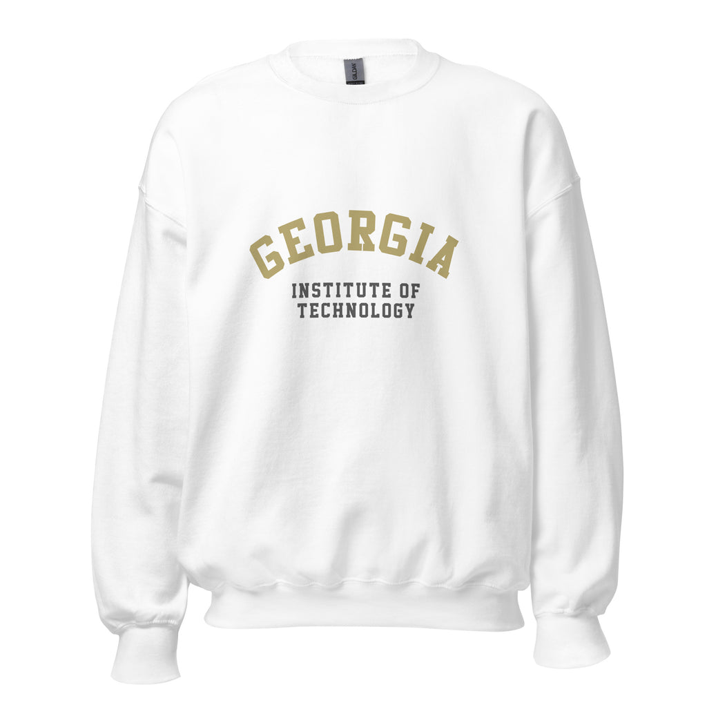 Unisex black sweatshirt featuring Georgia Tech logo printed across the front chest