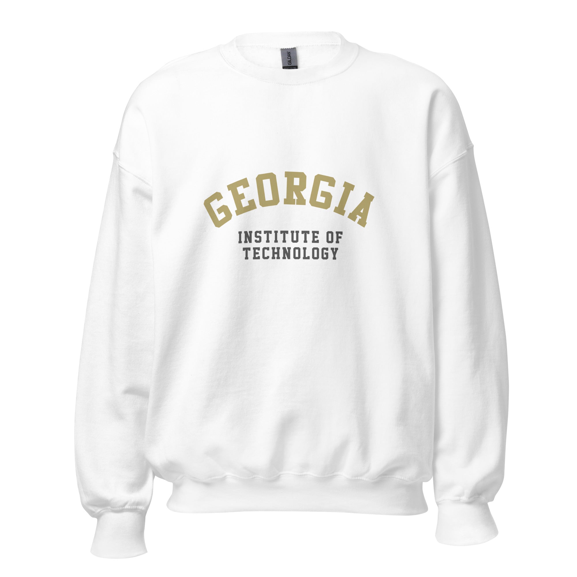 Unisex black sweatshirt featuring Georgia Tech logo printed across the front chest