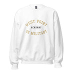 Unisex black sweatshirt featuring West Point logo printed across the front chest