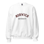 Unisex heather gray sweatshirt featuring Norwich University logo printed across the front chest