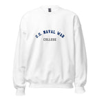 Unisex heather gray sweatshirt featuring US Naval War College logo printed across the front chest