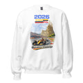 Unisex black sweatshirt featuring Barcelona Grand Prix event graphic printed across the front chest