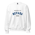 University of Nevada Reno Unisex Sweatshirt, shown in White, front view, sizes S–5XL
