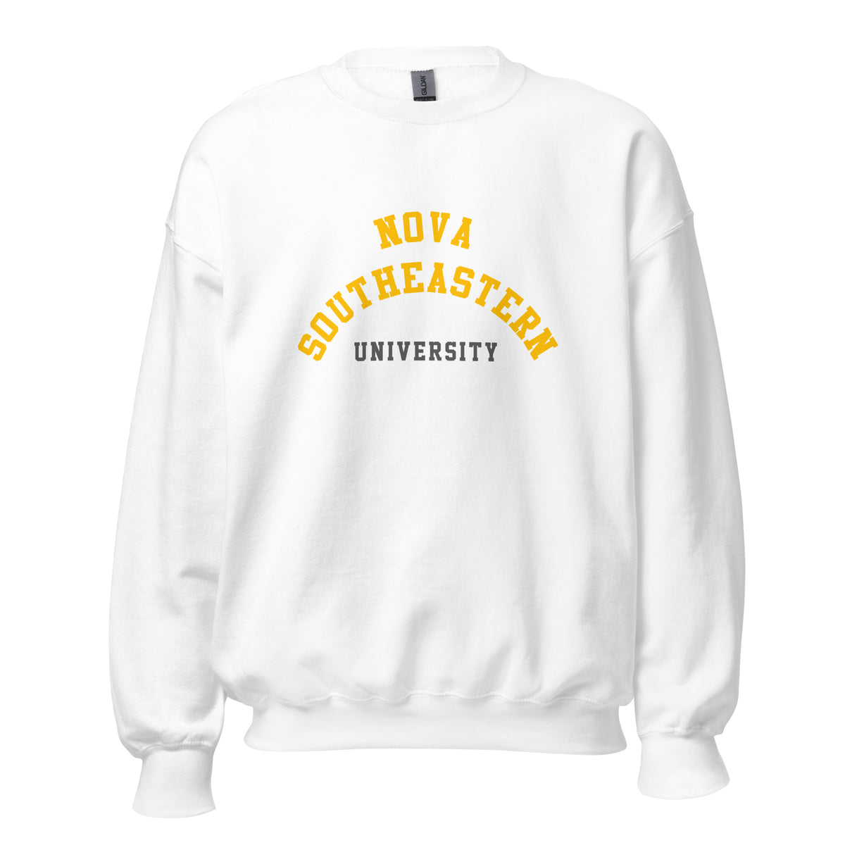 Nova Southeastern University Unisex Sweatshirt, shown in White, front view, sizes S–5XL