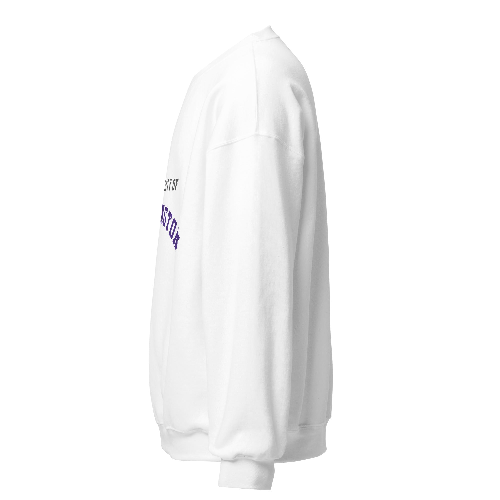 Unisex sweatshirt featuring University of Washington name and branding in purple and gold