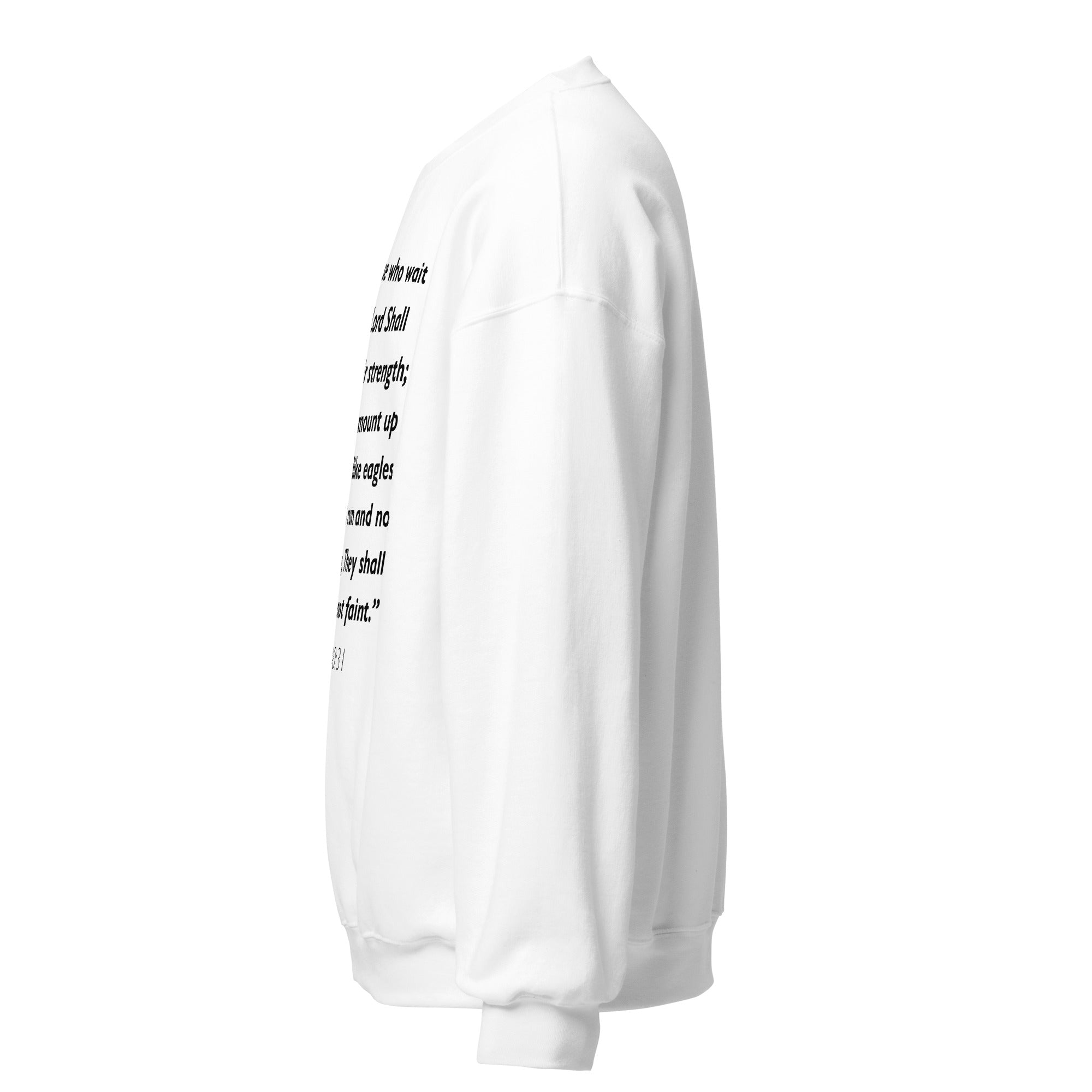 Unisex maroon sweatshirt with Isaiah 40:31 Bible verse printed in black text on front