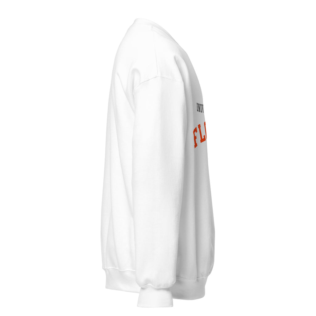 Unisex sweatshirt featuring University of Florida name and branding in orange and blue