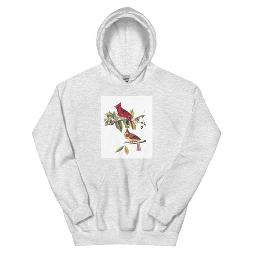 Unisex hoodie featuring Audubon's detailed naturalist illustration of a cardinal grosbeak
