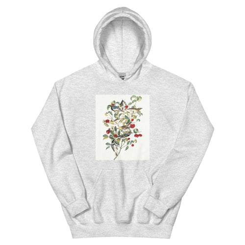 Unisex hoodie featuring Audubon's detailed naturalist illustration of a warbler bird