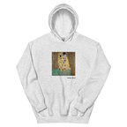 Unisex hoodie featuring Klimt's famous painting of two lovers embracing in golden robes