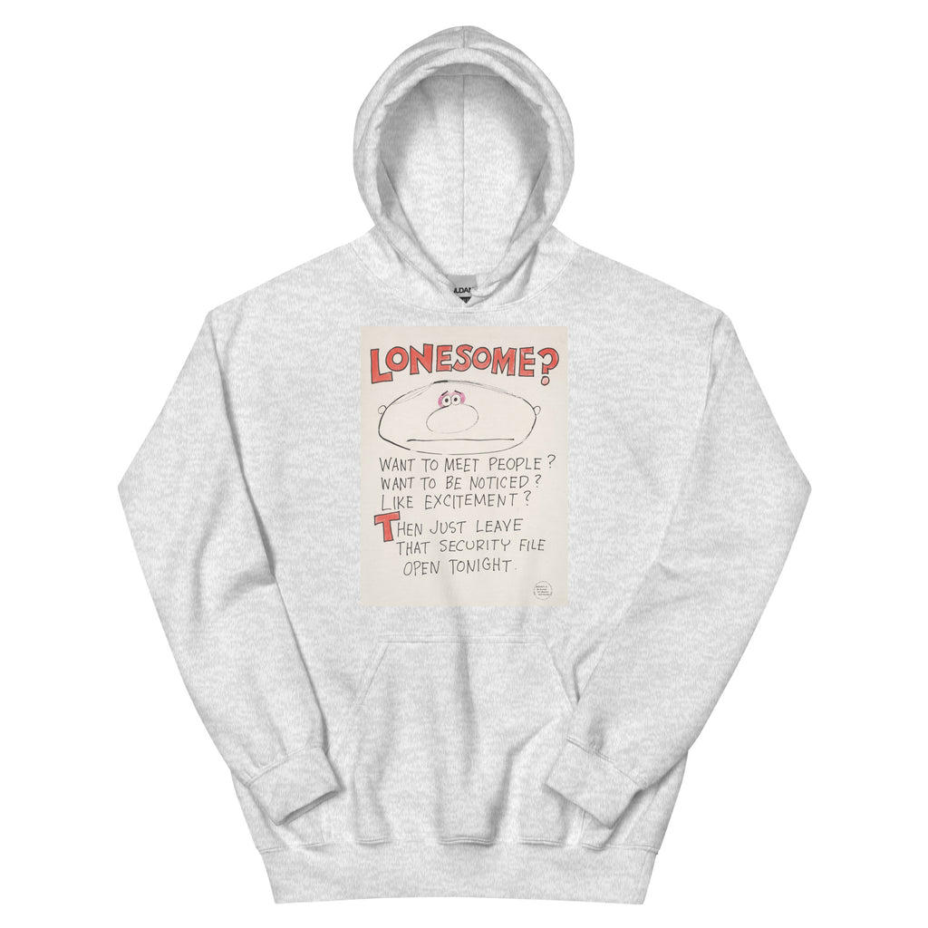 Unisex hoodie featuring a classic WWII-era wartime security propaganda poster