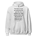 Unisex hoodie with the Bible verse John 3:16 printed in black text