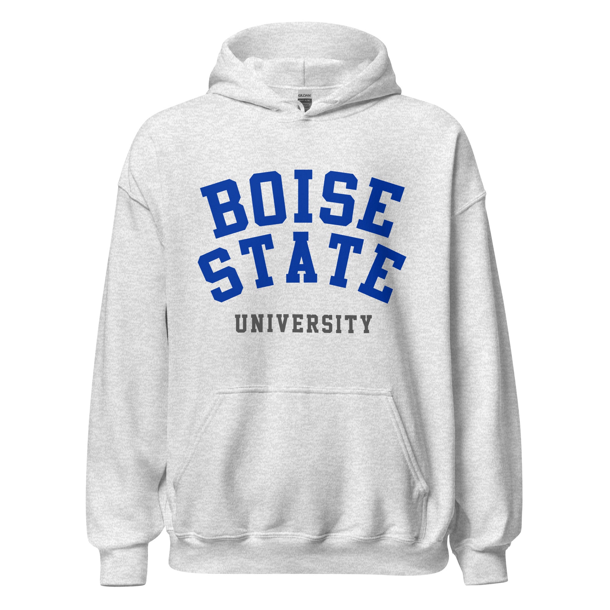 Unisex hoodie featuring Boise State University name and branding in blue and orange