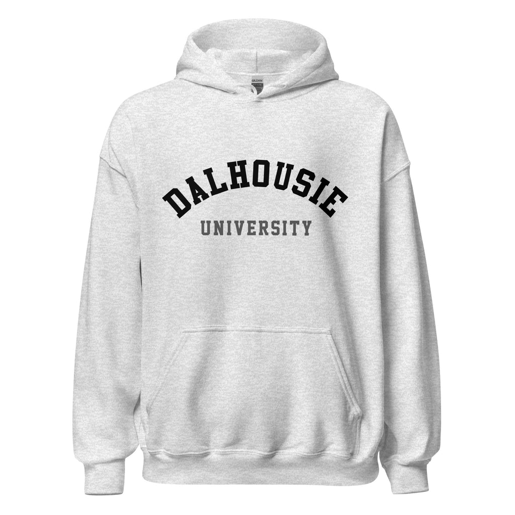 Unisex hoodie featuring Dalhousie University name and branding in black and gold