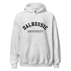Unisex hoodie featuring Dalhousie University name and branding in black and gold
