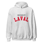 Unisex hoodie featuring Université Laval name and branding in red and gold