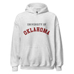 Unisex hoodie featuring University of Oklahoma name and branding in crimson and cream