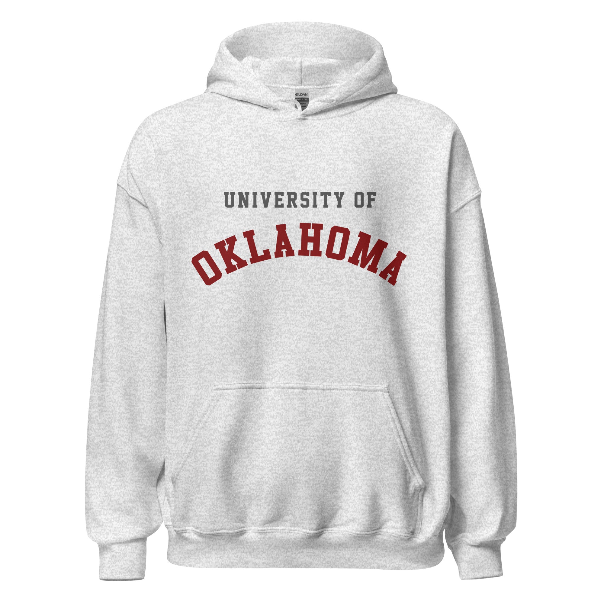 Unisex hoodie featuring University of Oklahoma name and branding in crimson and cream