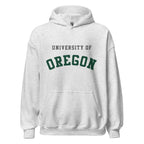 Unisex hoodie featuring University of Oregon name and branding in green and yellow