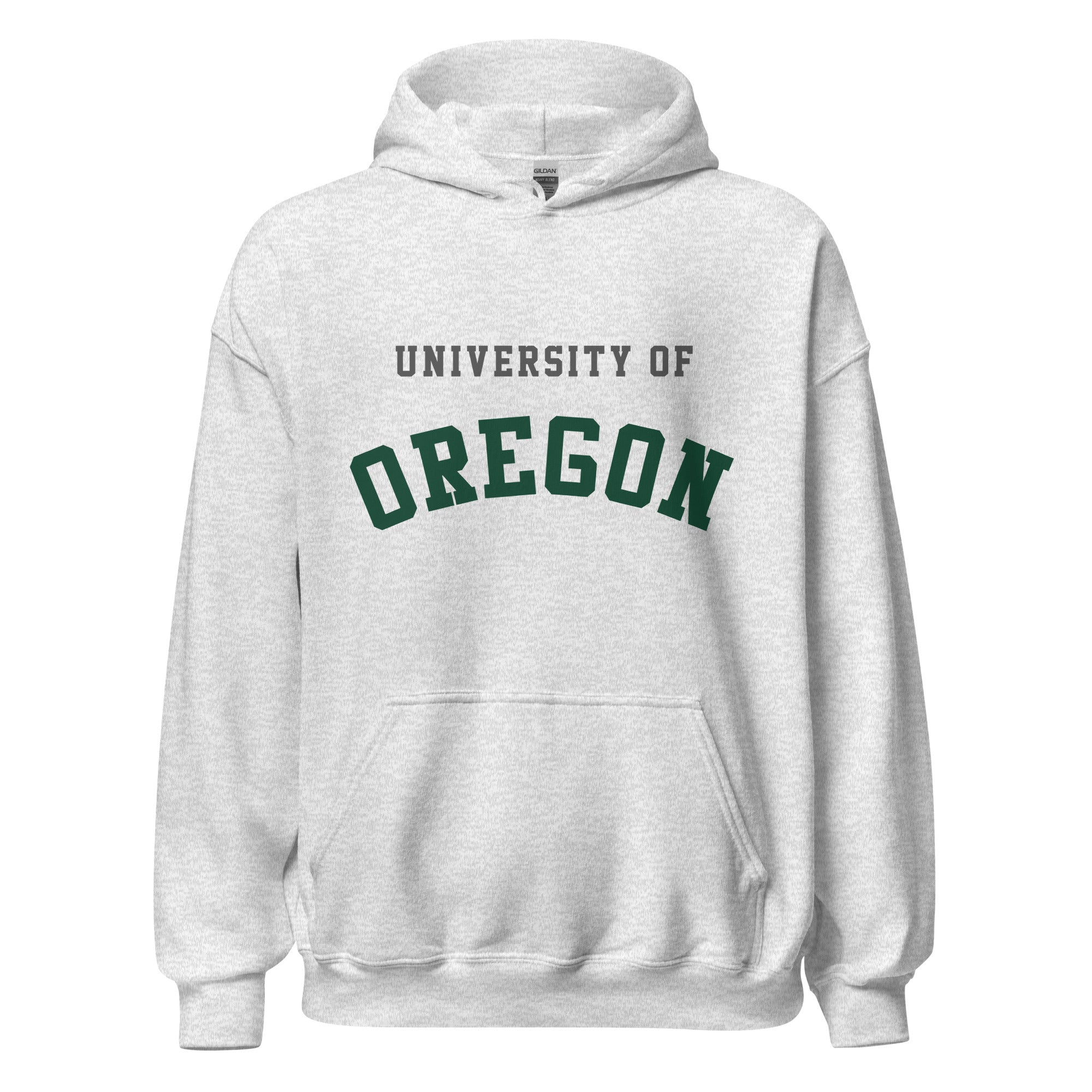 Unisex hoodie featuring University of Oregon name and branding in green and yellow