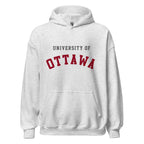 Unisex hoodie featuring University of Ottawa name and branding in garnet and grey