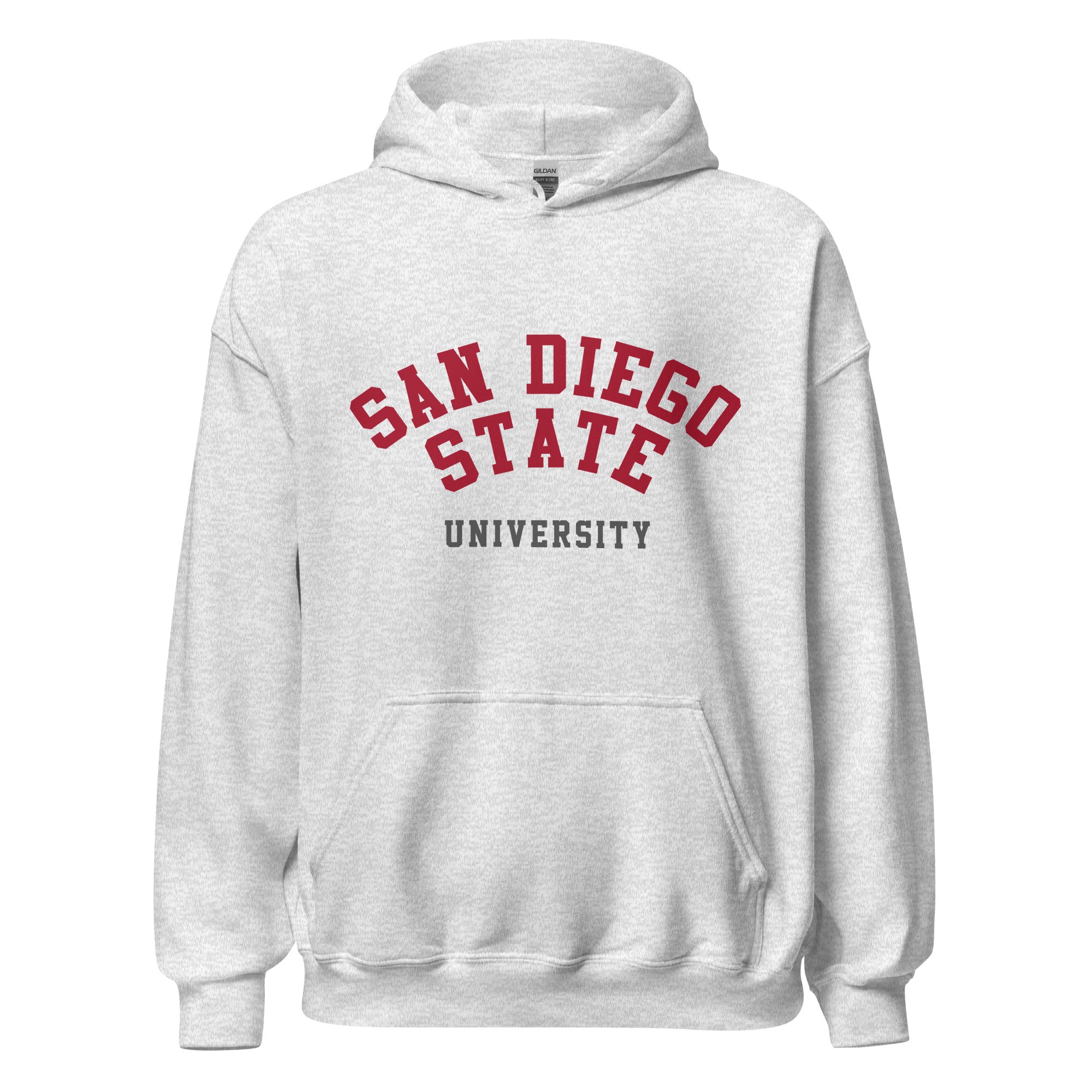 Unisex hoodie featuring San Diego State University name and branding in scarlet and black