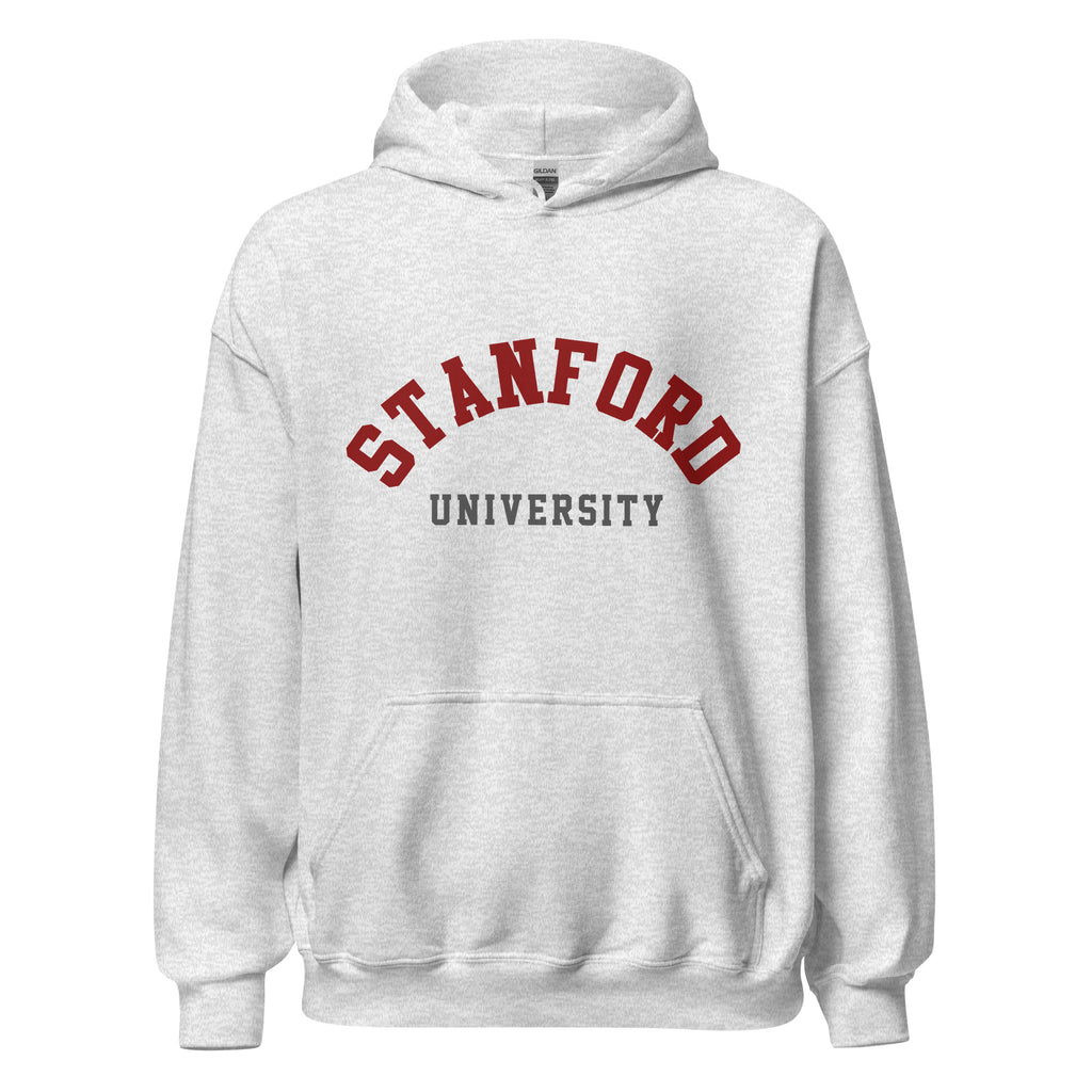 Unisex hoodie featuring Stanford University name and branding in cardinal red and white