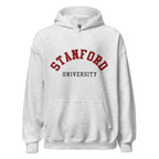 Unisex hoodie featuring Stanford University name and branding in cardinal red and white