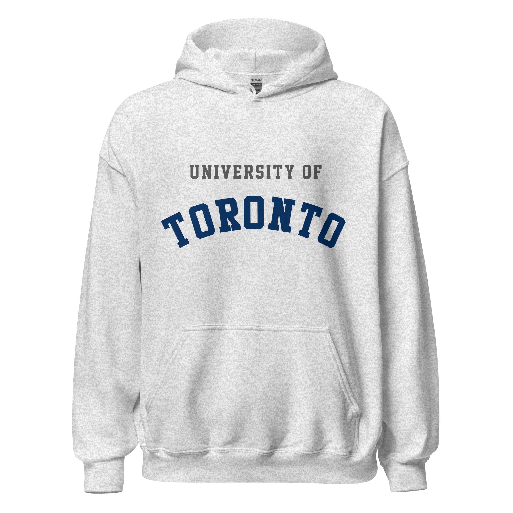 Unisex hoodie featuring University of Toronto name and branding in blue and white