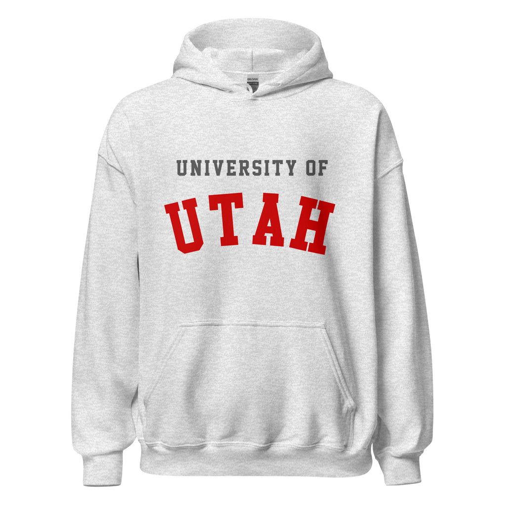 Unisex hoodie featuring University of Utah name and branding in crimson and white