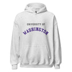 Unisex hoodie featuring University of Washington name and branding in purple and gold