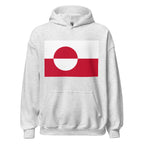 Unisex navy blue hoodie featuring Greenlandic flag design printed across the front chest