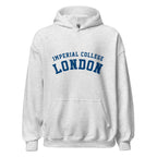 Unisex heather gray hoodie featuring Imperial College London logo printed across the front chest