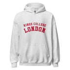 Unisex black hoodie featuring King's College London logo printed across the front chest