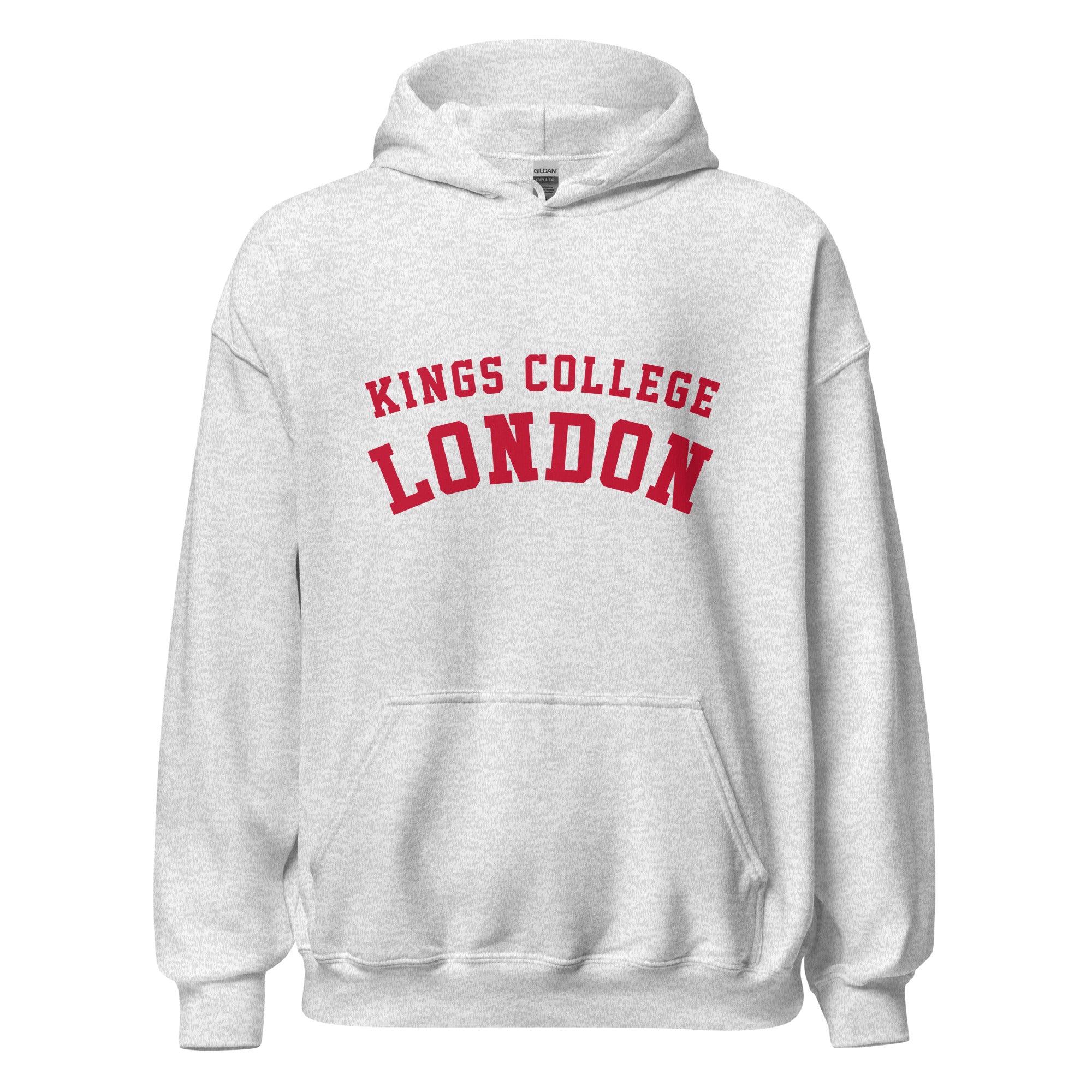 Unisex black hoodie featuring King's College London logo printed across the front chest