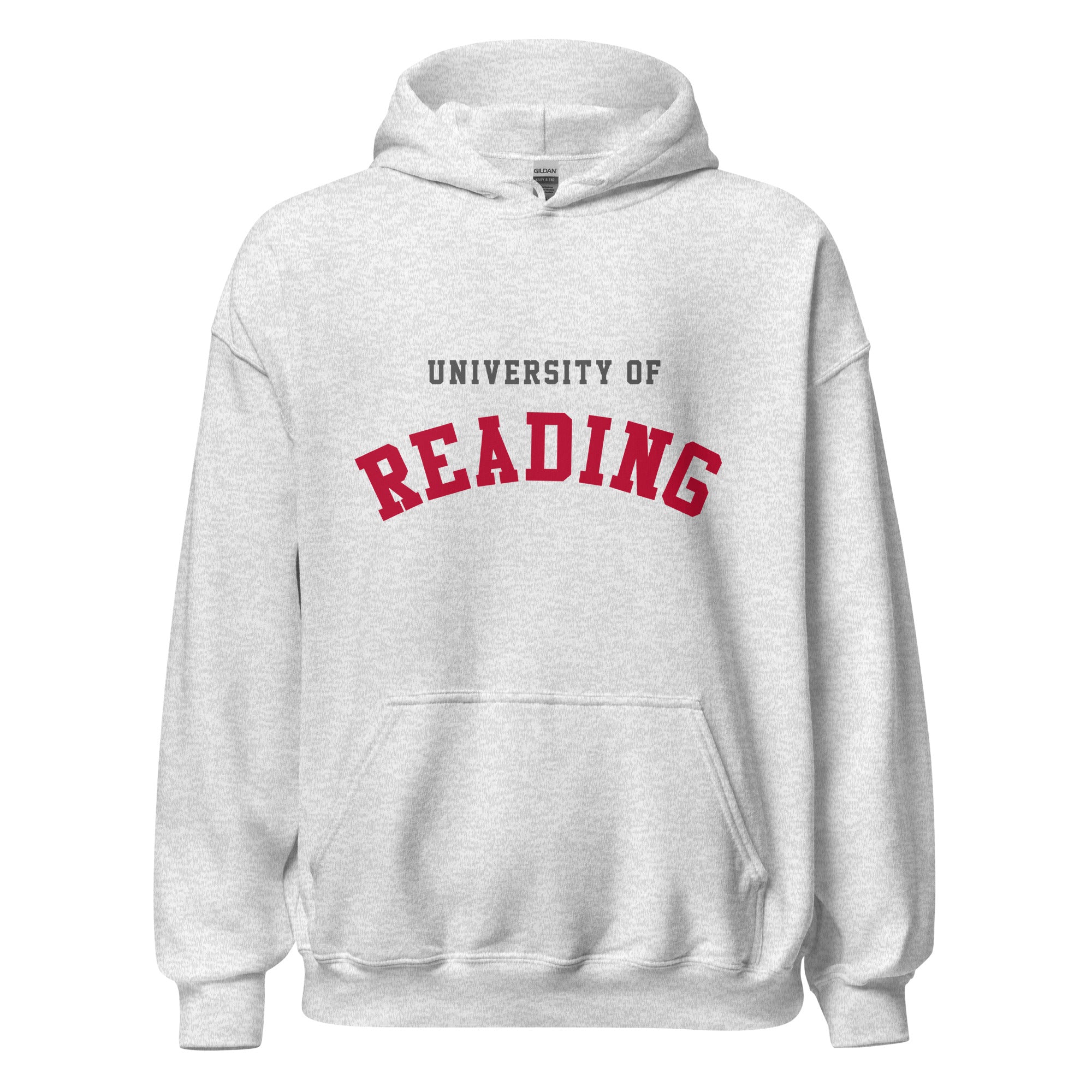 Unisex black hoodie featuring University of Reading logo printed across the front chest