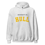 Unisex black hoodie featuring University of Hull logo printed across the front chest