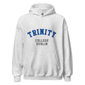 Unisex black hoodie featuring Trinity College Dublin logo printed across the front chest