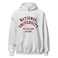 Unisex black hoodie featuring National University of Ireland Galway logo printed across the front chest