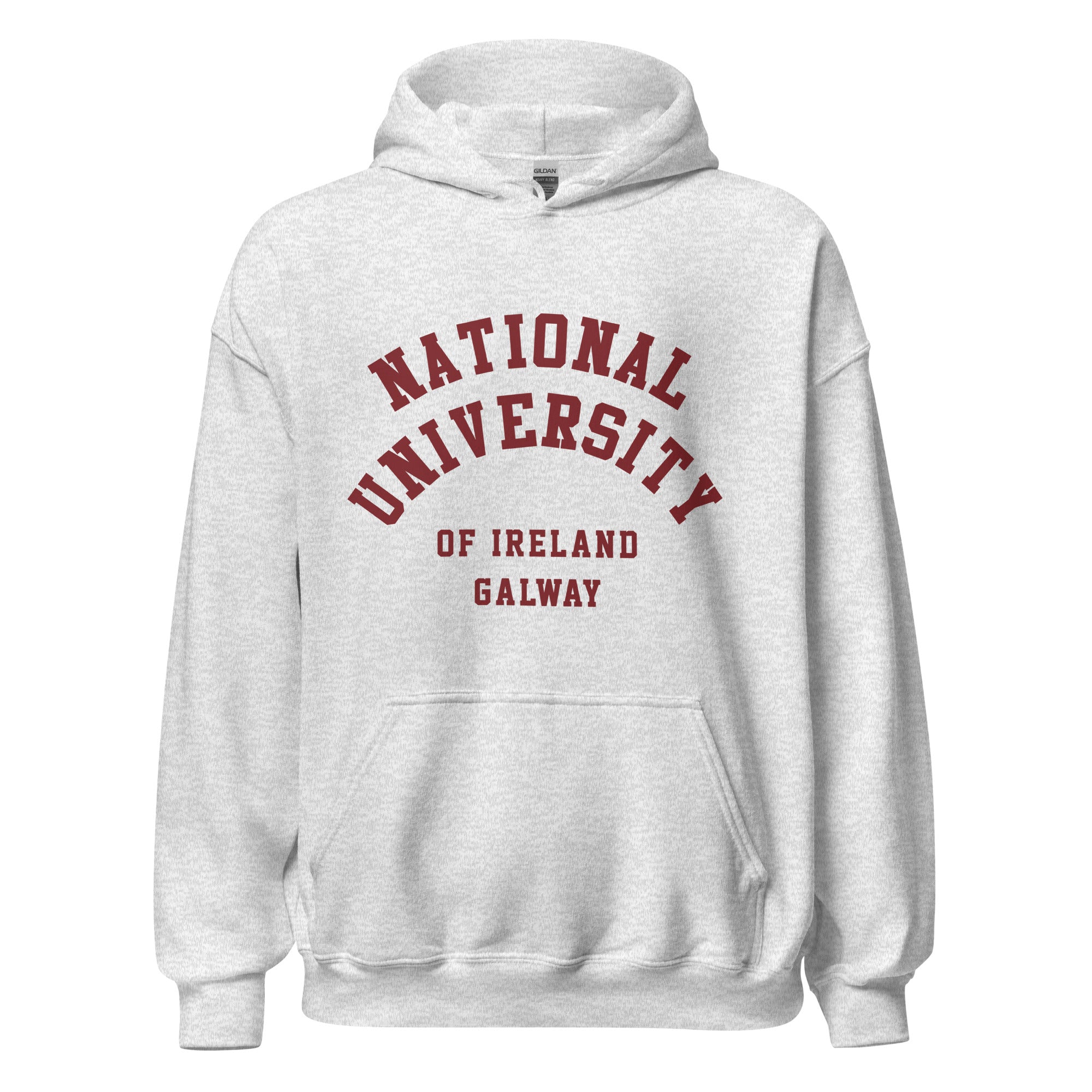 Unisex black hoodie featuring National University of Ireland Galway logo printed across the front chest