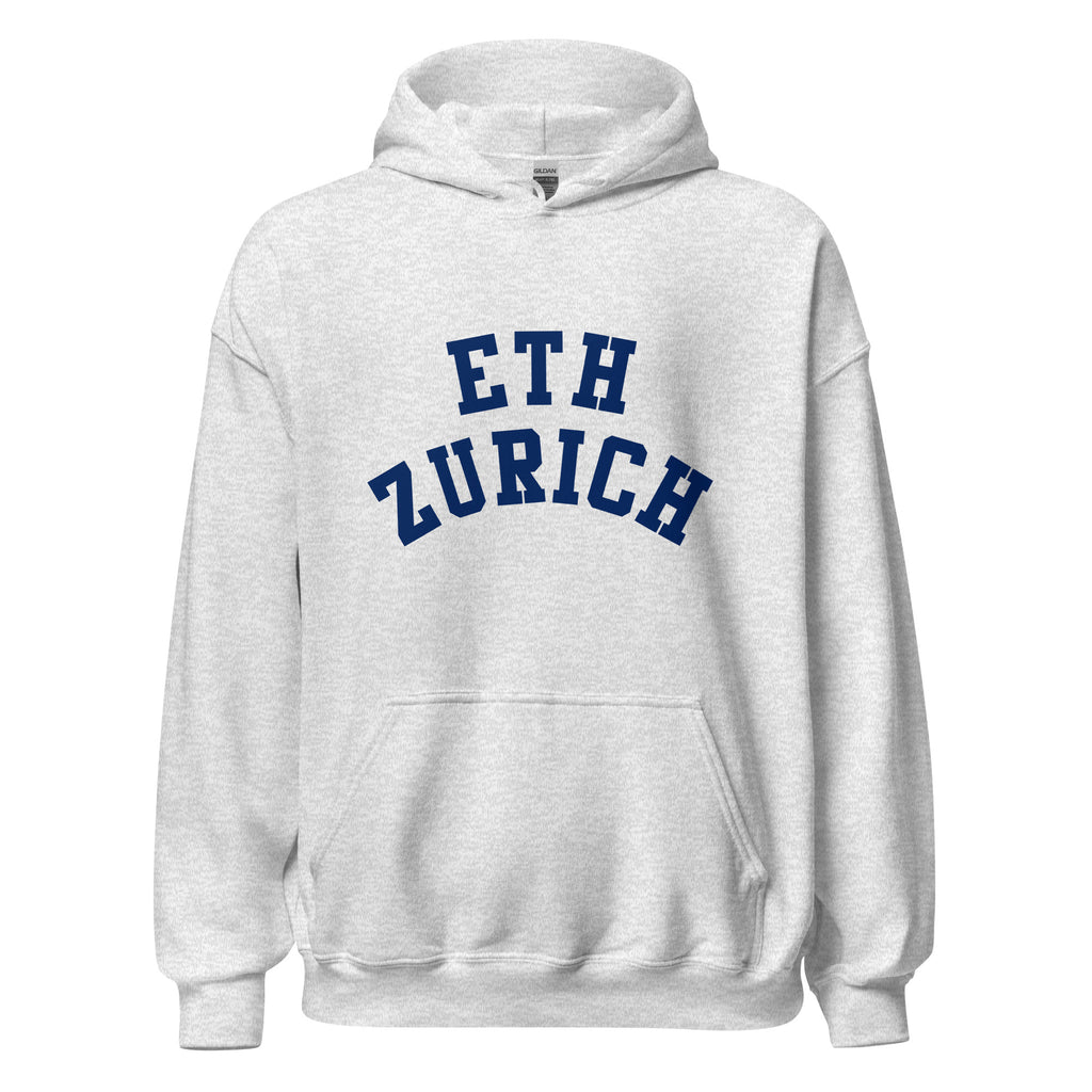 Unisex black hoodie featuring ETH Zurich logo printed across the front chest