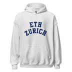 Unisex black hoodie featuring ETH Zurich logo printed across the front chest