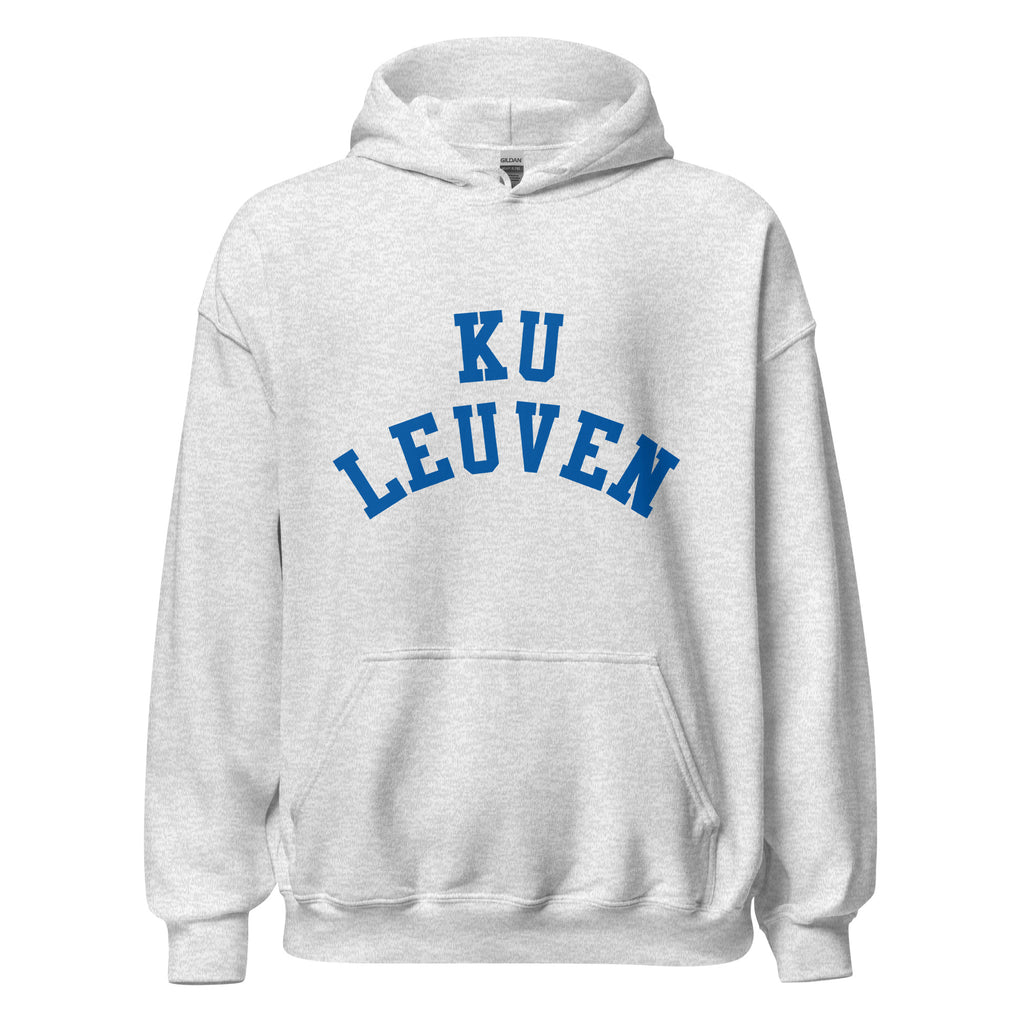 Unisex black hoodie featuring KU Leuven logo printed across the front chest