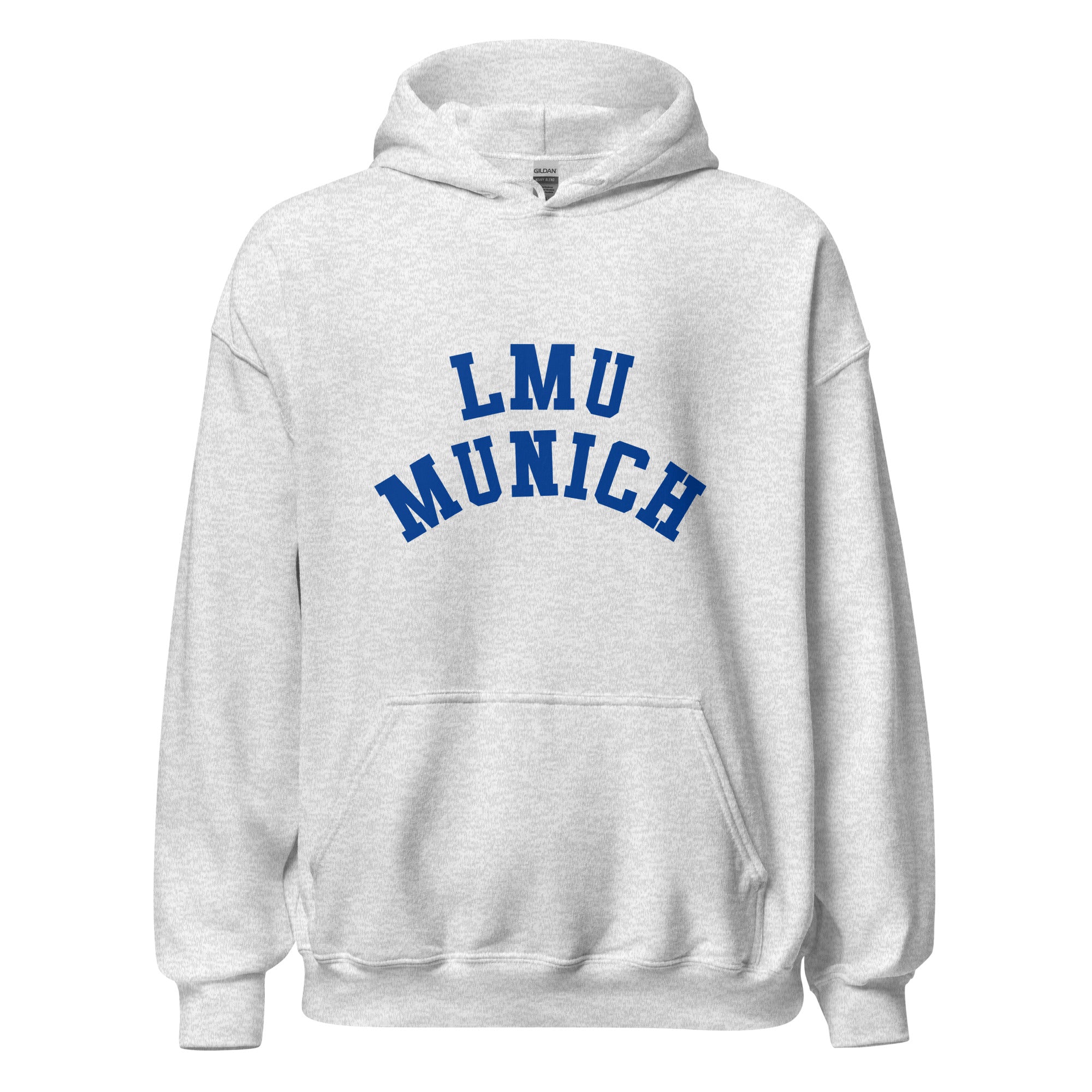 Unisex black hoodie featuring LMU Munich logo printed across the front chest