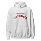 Unisex black hoodie featuring University of Copenhagen logo printed across the front chest