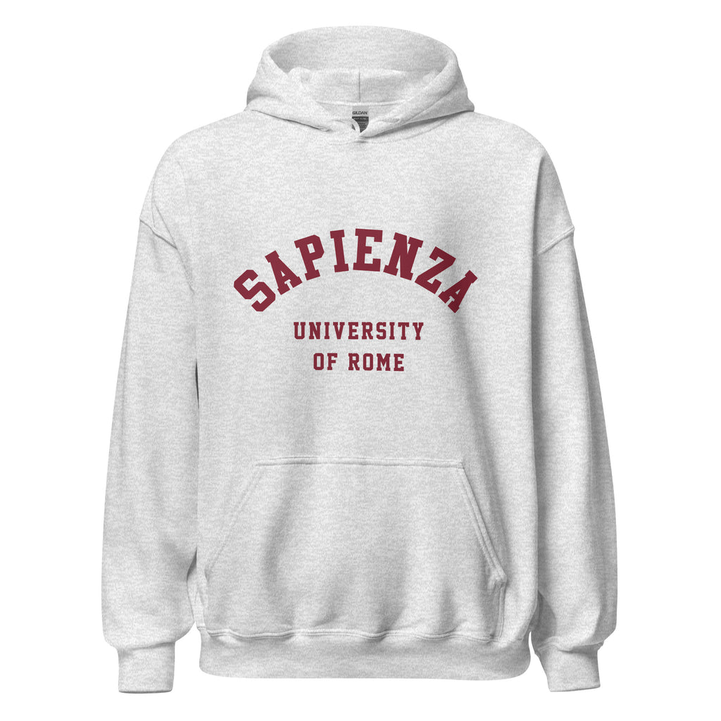 Unisex black hoodie featuring Sapienza University of Rome logo printed across the front chest