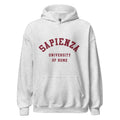 Unisex black hoodie featuring Sapienza University of Rome logo printed across the front chest