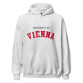 Unisex black hoodie featuring University of Vienna logo printed across the front chest