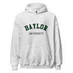 Unisex black hoodie featuring Baylor University logo printed across the front chest