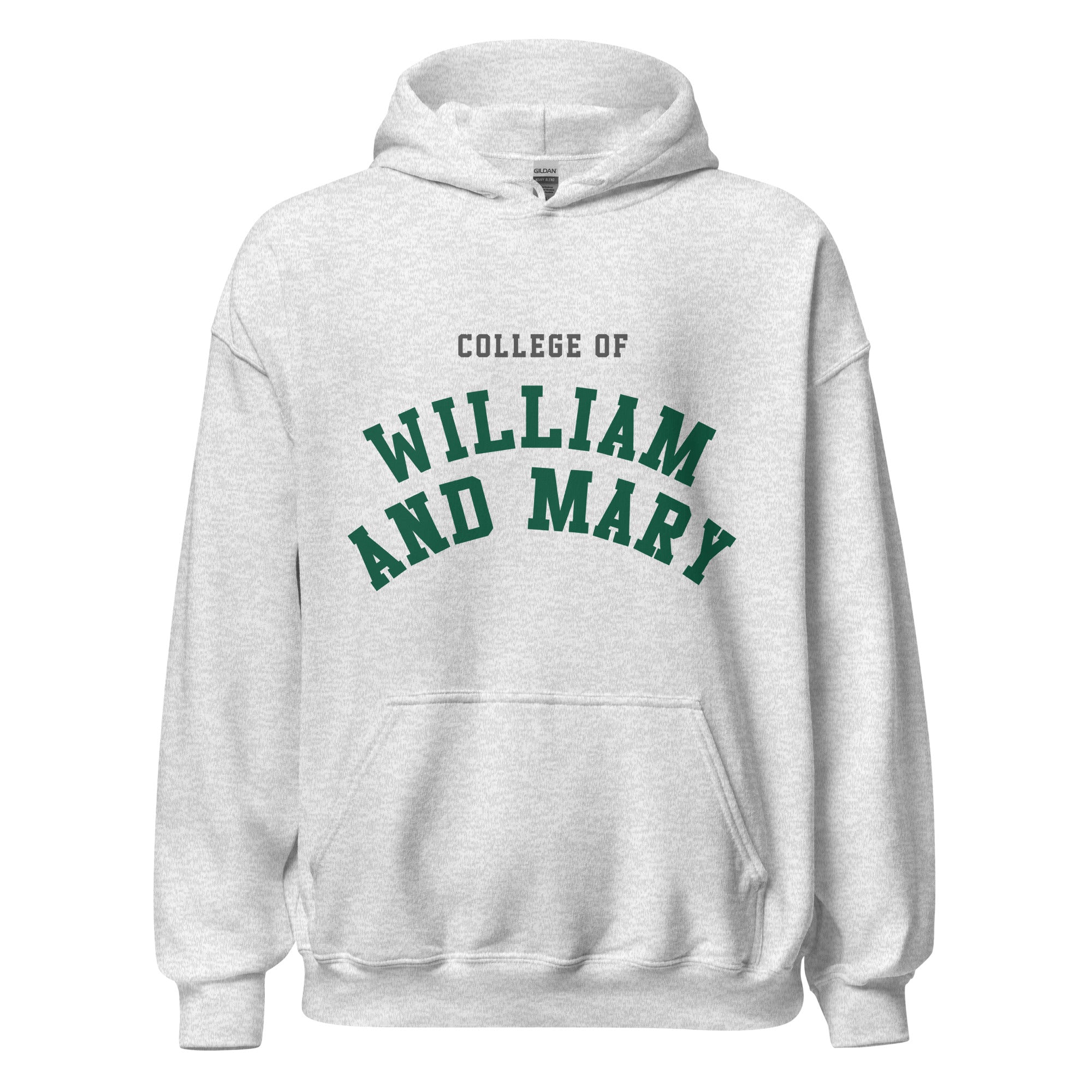 Unisex black hoodie featuring College of William & Mary logo printed across the front chest